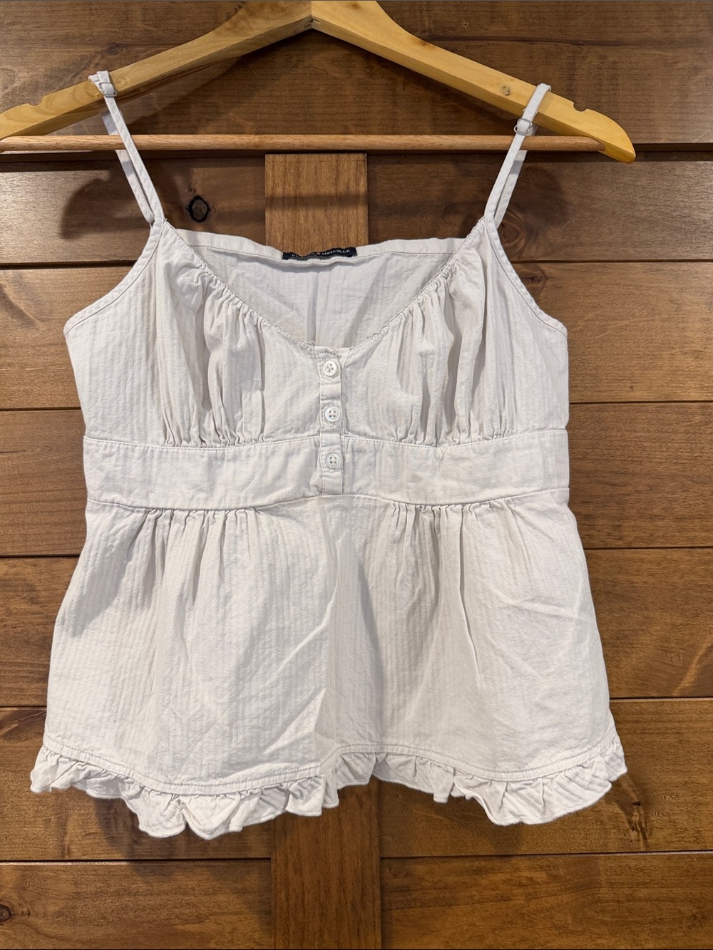Brandy Melville White Ruffle Hem Spaghetti Strap Camisole